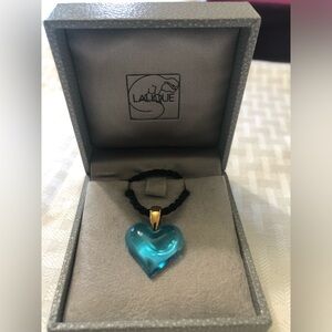 Lalique Turquoise and Gold Heart Necklace